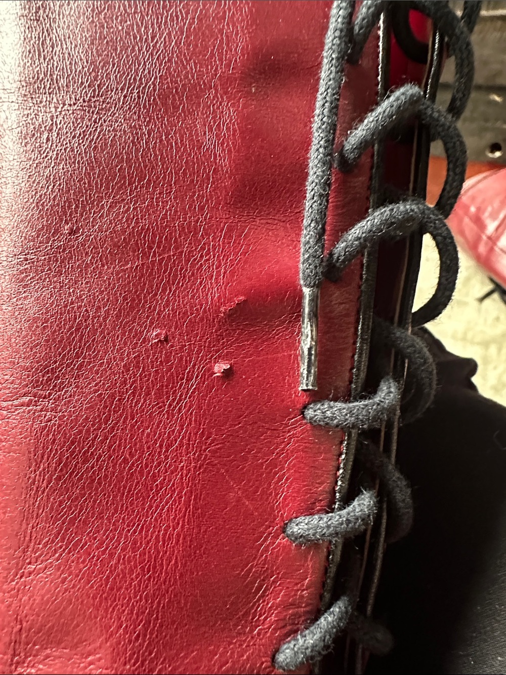 Rare John Fluevog Red Sugars Lace-Up Knee Boots with Sculpted Heels - Picture 12 of 14